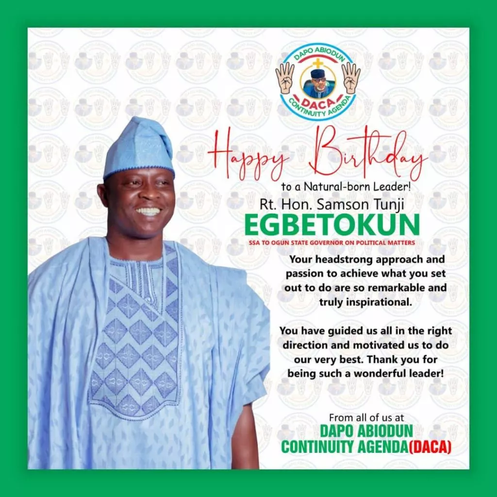 DACA Celebrates Gov. Abiodun’s Aide, Egbetokun On Birthday Anniversary